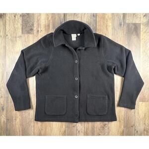 Vintage LL Bean Jacket Fleece Chore Button Up Cardigan VTG Cottage Black Medium